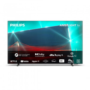 Televizor Philips AMBILIGHT tv OLED 55OLED718, 139 cm, Google TV, 4K Ultra HD, 100 Hz, Clasa G (Model 2023)