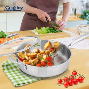 Tigaie adanca din inox cu capac, 3 straturi, dimensiune 28x7.5 cm, Heinner HR-MRK-3A28 - Img 4