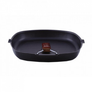 Tigaie grill din fier cu maner pliabil, dimensiune 28 x 28 cm - Img 5