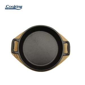 Tigaie servire din fonta pura, suport din lemn, diametru 20 cm, baza inductie, Heinner ZVC-T20 - Img 7
