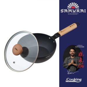 Tigaie Wok profesionala cu capac, dimensiune 20x7 cm, acoperire antiaderenta, by Chef Rikito Watanabe