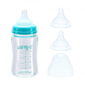 Biberon de sticla180 ml + 2 tetine extra, supapa anti-colici - Img 2