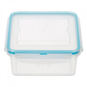 Caserola alimentara din plastic cu capac, inchidere etansa, capacitate 1.3 L, dimensiune 16.5x16.5x7.5 cm - Img 3