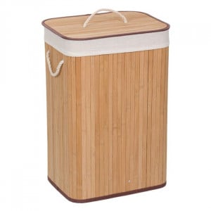 Cos din bambus cu capac pentru rufe, capacitate 72 L, dimensiune 40x30x60 cm - Img 2