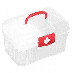 Cutie compartimentata din plastic cu capac pentru medicamente, dimensiune 20x14x11 cm