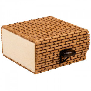 Cutie pentru depozitare din bambus, dimensiune 7x7x3.5 cm, Maro