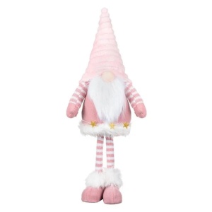 Figurina decorativa de Craciun, dimensiune 22x11x59 cm, Gnome cu haina roz - Img 1