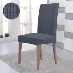 Husa de scaun decorativa, elastica, gri cu carouri in relief