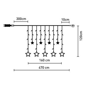 Instalatie de lumini LED tip perdea cu lumina calda, 107 becuri, extensibila, model Stelute, IP 44 - Img 4