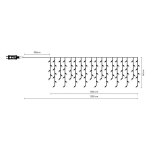 Instalatie de lumini LED tip perdea, lumina calda, 480 becuri, dimensiune 1300x60 cm, programabila - Img 4