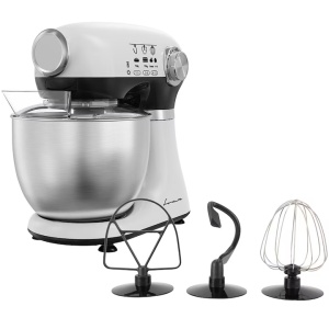 Mixer planetar Fram FPM-D1010WHBK, 1000 W, Bol inox 5 l, Angrenaj metalic, 12 viteze + pulse, Alb/Negru