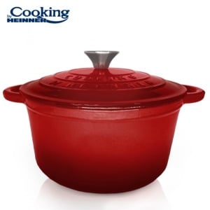 Oală din fontă emailată cu capac, Cooking by Heinner Red Line, 28x13 cm, 6L, HR-KN-SM6