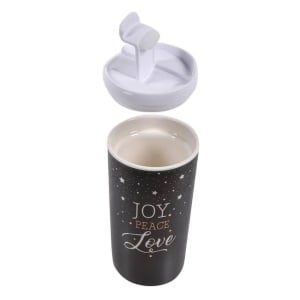 Pahar ceramic de Craciun, dimensiune 8.5x15.5 cm, capacitate 355 ml, Joy Peace Love - Img 2