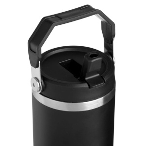 Pahar termos cu maner si pai, capacitate 890 ml, Negru Mat - Img 3