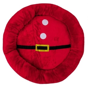 Patut moale si calduros pentru animale, diametru 60 cm, baza antiaderenta, model de Craciun