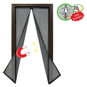 Perdea anti insecte cu magneti pentru usa, dimensiune 2.35 x 1.8 m, Neagra - Img 1