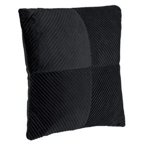 Perna decorativa catifelata, dimensiune 45x45x12 cm, dungi reliefate, Neagra