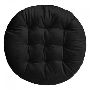 Perna decorativa rotunda pentru scaun, doua fete, diametru 40 cm, Velvet negru - Img 1