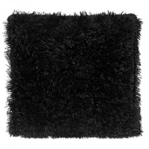 Perna decorativa shaggy din imitatie de blana, doua fete, dimensiune 51x51x12 cm, Neagra - Img 3