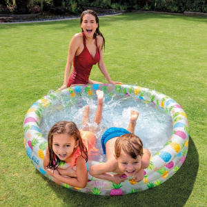 Piscina gonflabila pentru copii, 3 inele, dimensiune 132 x 28 cm, capacitate 248 l, Fructe - Img 2