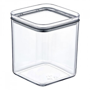 Recipient din plastic cu capac pentru alimente, dimensiune 10.5x10.5x12 cm, capacitate 1 L