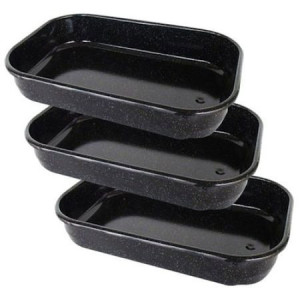 Set 3 Tavi emailate pentru cuptor, 32/36/40 cm, Negru