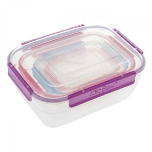 Set 4 caserole alimentare din plastic cu clips, capacitate 350 ml, 750 ml, 1320 ml, 2200 ml - Img 2