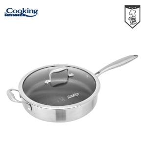 Tigaie adanca cu capac din inox, acoperira ceramica Honeycomb, dimensiune 24x6.5 cm, Heinner Titanium MRK-26C - Img 5