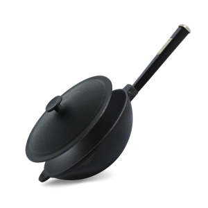 Tigaie wok fonta cu capac, 26×11 cm, 2.8 L