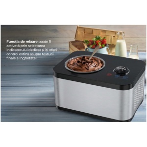 Aparat de facut inghetata Heinner SweetFreeze HICM-DW154SSBK, 120 W, Capacitate: 1.5 l, Functii: inghetata, iaurt, mixare, racire, bol inghetata detasabil - Img 3