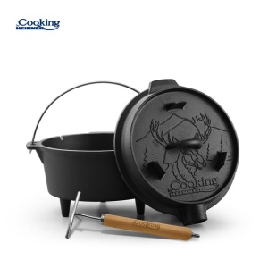Ceaun din fonta pura 2 in 1, capacitate 4l, dimensiune 24x14 cm, capacul poate fi folosit ca tigaie grill, Heinner HR-ZVC-TC4