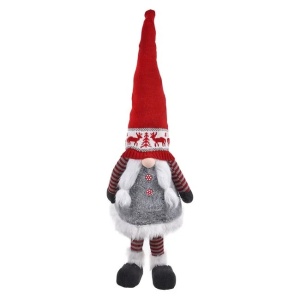 Figurina decorativa de Craciun, dimensiune 30x20x90 cm, Gnome cu haina gri