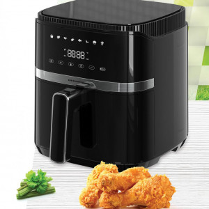 Friteuza cu aer cald HEINNER VARIETYFRY AIRFRYER HAF-B5BK1500, 1500w, capacitate: 5l, display digital cu control touch, timer 60 min, temperatura 80-200 grade, 8 programe presetate, suport teflonat detasabil, oprire automata, negru - Img 4