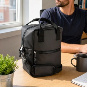 Geanta izoterma, capacitate 6 l, dimensiune 21x13x27 cm, Neagra - Img 2
