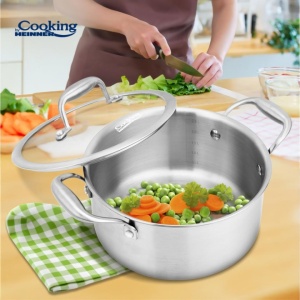 Semioala din inox cu capac din sticla, dimensiune 20x10 cm, capacitate 2.8l, 3 straturi,Heinner HR-MRK-3A20 - Img 2