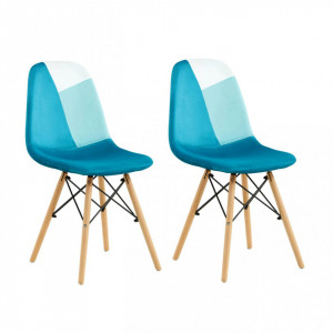 Set 2 scaune stil scandinav, 52x47x82 cm, Blue - Img 1