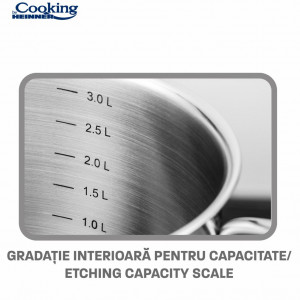 Set pentru gatit cu 6 piese, manere pliabile, capace din sticla, baza inductie, Heinner Milena HR-RW-6PCSML - Img 7