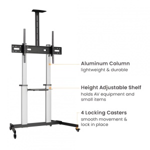 Stand TV mobil Serioux 44-610TW, dimensiuni 1292x717x2327mm, compatibiliate dimensiune ecran 60"-100" - Img 5