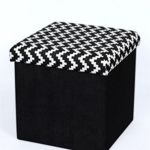 Taburet pliabil textil cu spatiu de depozitare Heinner Home, 38x38x38 cm, negru - Img 2