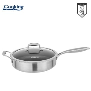 Tigaie adanca cu capac din inox, acoperira ceramica Honeycomb, dimensiune 24x6.5 cm, Heinner Titanium MRK-26C - Img 6