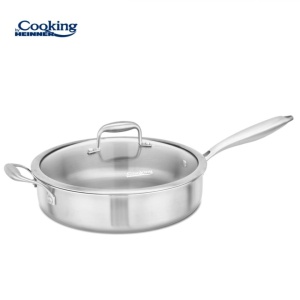 Tigaie adanca din inox cu capac, 3 straturi, dimensiune 28x7.5 cm, Heinner HR-MRK-3A28 - Img 1