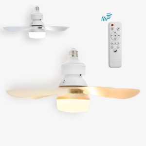 Ventilator de tavan cu bec 30 W, telecomanda, dulie E27 - Img 1