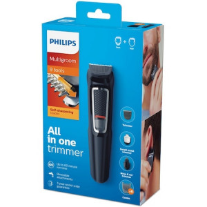 Aparat de tuns barba si parul 9 in 1 Philips Multigroom MG3740/15, Lame cu ascutire, Acumulator, 6 piepteni par fata si cap, Negru - Img 4