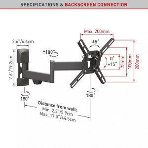 Barkan Full Motion TV Wall Mount 13"-43" - Img 2