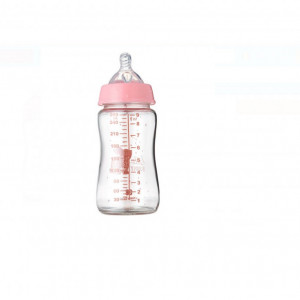 Biberon de Sticla cu Tetina din Silicon, 260 ml, Pink Bunny - Img 2