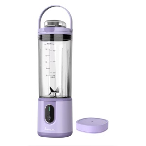 Blender portabil Fram FBP-P74PP, acumulator 7.4V, autonomie 10-15 min, recipient 400ml, lame inox, buton on/off, oprire automata, cablu incarcare TYPE-C, mov