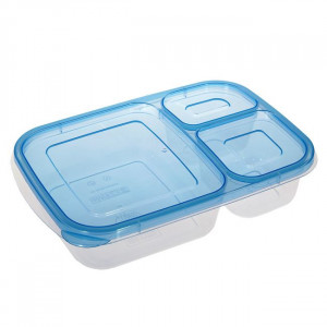 Caserola din plastic pentru alimente, 3 compartimente, dimensiune 23x17x5 cm, capacitate 1.15 L