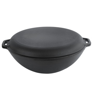 Ceaun fonta wok 8 L cu capac tigaie, 36×11.5 cm