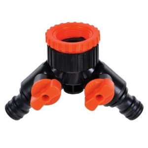 Conector dublu pentru robinet cu intrerupator, diametru 3.5 cm