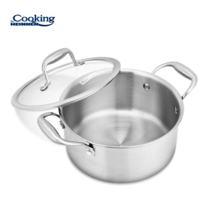 Cratita din inox cu capac din sticla, dimensiune 16x8.5 cm, capacitate 1.6l, 3 straturi, Heinner HR-MRK-3A16 - Img 4